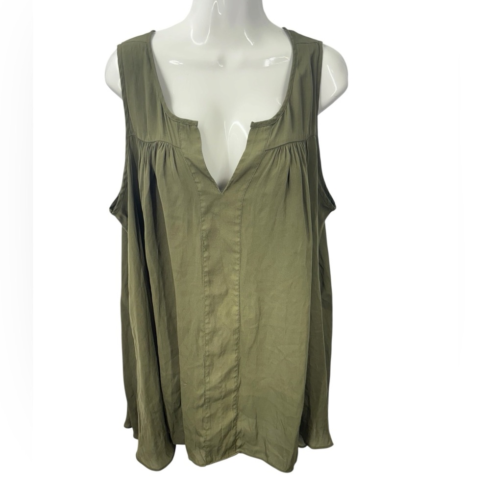 Lane Bryant Olive Green Sleeveless V-Notch Tank